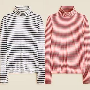 Pair of J Crew Feather Jersey Turtlenecks in stripe S